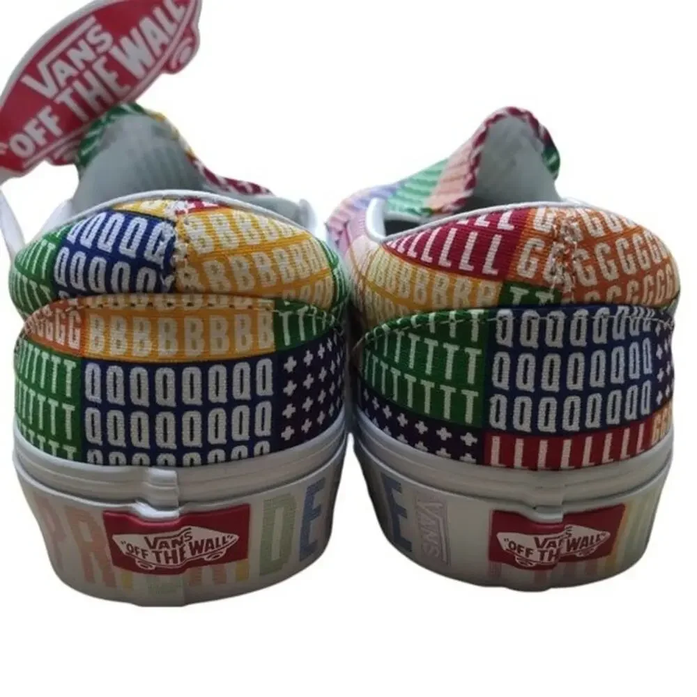 Vans Classic Slip On Pride Mens Multi color White Shoes Size 10